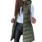 ⏳LIMITED SALE 70% OFF✨Women’s Zip-Up Long Puffer Vest👗 | Solid Color | Sleeveless | Hooded | Winter Wear 💕