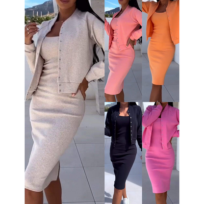 💖Mother’s Day Sale: 50% OFF!💖Spaghetti Strap Bodycon Dress & Jacket Set