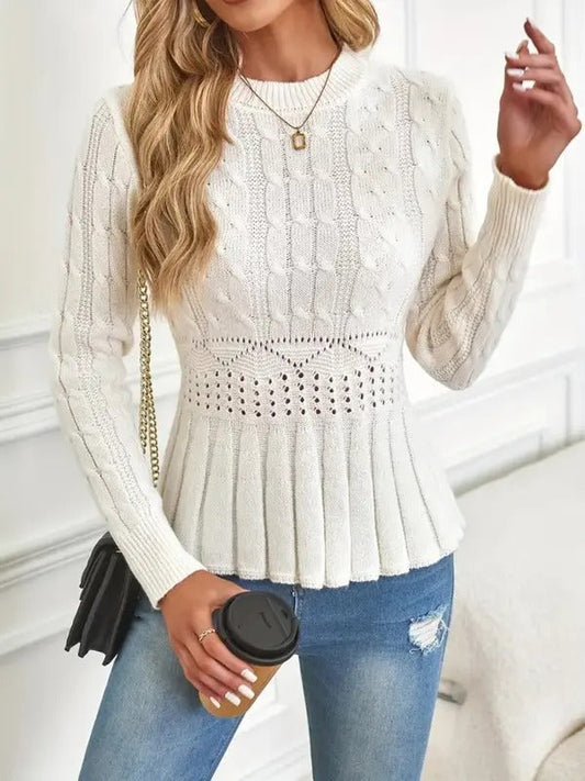 ⏳LAST DAY SALE 50% OFF!!✨Women's Chunky Knit Crew Neck Long Sleeve Knit Top