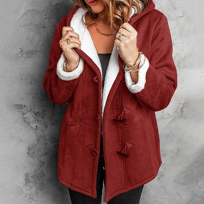 ⏳LAST DAY SALE 50% OFF!!🔥🧸Women's Hooded Suede Coat with Plush Lining– Plush Warmth Meets Effortless Winter Style