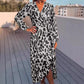 💃LAST DAY SALE 49% OFF🔥Women's Leopard Print V-Neck Long Sleeved Dress