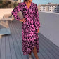 💃LAST DAY SALE 49% OFF🔥Women's Leopard Print V-Neck Long Sleeved Dress
