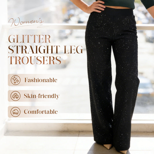 🔥LAST DAY SALE 50% OFF✨High-Waist Glitter Straight-Leg Trousers