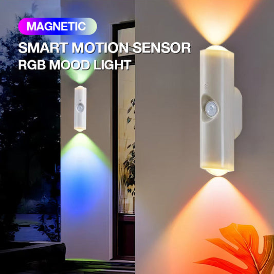 🔥Last Day Sale: ONLY ￡6.99!!🌟USB Rechargeable Motion-Sensing LED Night Light – RGB Dimmable Magnetic Ambient Lamp