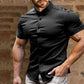 Men's Stretch Slim Muscle Fit Short Sleeve Dress Shirts Casual Button-Down Style Perfect Menswear for Dad,back to school,back to school shopping sohochic style