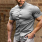 Men's Stretch Slim Muscle Fit Short Sleeve Dress Shirts Casual Button-Down Style Perfect Menswear for Dad,back to school,back to school shopping sohochic style