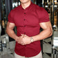 Men's Stretch Slim Muscle Fit Short Sleeve Dress Shirts Casual Button-Down Style Perfect Menswear for Dad,back to school,back to school shopping sohochic style