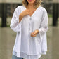 🔥LAST DAY SALE ONLY ￡13.99!!👚✨ Double-Layer V-Neck Zipper 3/4 Sleeves Soft Tops – Elegant Design, Comfortable Fit & Versatile Style 🌸