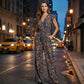 Women’s Floral V-Neck Flutter-Sleeve Jumpsuit