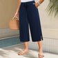 💖LAST DAY SALE ONLY ￡15.99!!💖Women's Ribbed Wide-Leg Capri Pants with Pockets