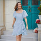 Women's Square Neck Tie Waist Dress