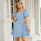 Women's Square Neck Tie Waist Dress