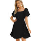 Women's Square Neck Tie Waist Dress