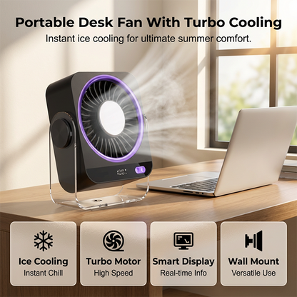 ⏳LAST DAY SALE 50% OFF❄Portable Desk & Wall Fan with LED Display