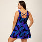 Women's Floral Print Back Cross Flowy Swimdress
