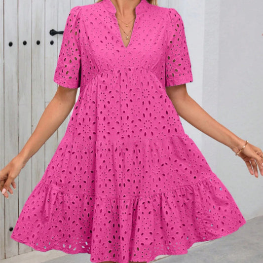 🔥Limited time sale 50% off!!🔥Women’s Lace Dresses Eyelet Casual Flowy Babydoll Swing