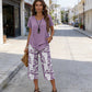 👗Women's 2-Piece Set – Layered Asymmetrical Tunic Top & Printed Wide Leg Pants, Breathable Polyester✨