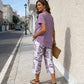 👗Women's 2-Piece Set – Layered Asymmetrical Tunic Top & Printed Wide Leg Pants, Breathable Polyester✨