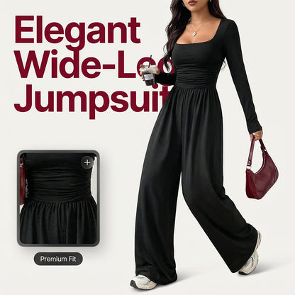 ⏳LAST DAY SALE ONLY ￡19.99!!💕🍂 Women's Casual Square Neck Wide-Leg Jumpsuit – Flattering Comfort & Effortless Autumn Style
