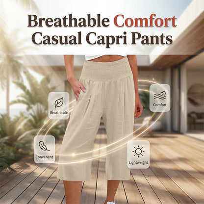 🏖️Summer Cool deal: ONLY ￡13.99!!😌🌿Women’s Lightweight Summer Crop Pants with Elastic Waist – Breathable, Comfortable & Stylish