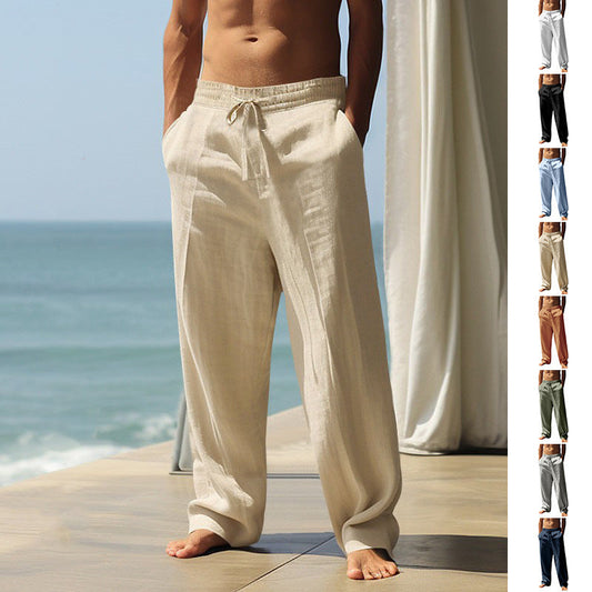 🔥LAST DAY SALE: ONLY ￡13.99!!✨👖Men’s Cotton-Linen Drawstring Trousers – Lightweight, Breathable & Comfort-Fit with Pockets