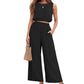 🏖️Summer Cool Deal: 70% OFF!!💃Women's 2-Piece Solid Color Breathable Tank Top & Wide Leg Loose Pants Set