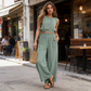 🏖️Summer Cool Deal: 70% OFF!!💃Women's 2-Piece Solid Color Breathable Tank Top & Wide Leg Loose Pants Set