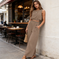 🏖️Summer Cool Deal: 70% OFF!!💃Women's 2-Piece Solid Color Breathable Tank Top & Wide Leg Loose Pants Set