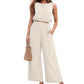 🏖️Summer Cool Deal: 70% OFF!!💃Women's 2-Piece Solid Color Breathable Tank Top & Wide Leg Loose Pants Set