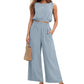 🏖️Summer Cool Deal: 70% OFF!!💃Women's 2-Piece Solid Color Breathable Tank Top & Wide Leg Loose Pants Set