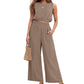 🏖️Summer Cool Deal: 70% OFF!!💃Women's 2-Piece Solid Color Breathable Tank Top & Wide Leg Loose Pants Set
