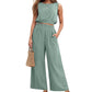 🏖️Summer Cool Deal: 70% OFF!!💃Women's 2-Piece Solid Color Breathable Tank Top & Wide Leg Loose Pants Set
