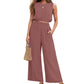 🏖️Summer Cool Deal: 70% OFF!!💃Women's 2-Piece Solid Color Breathable Tank Top & Wide Leg Loose Pants Set
