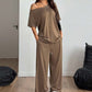 🎁2026 New Arrivals 50% OFF💥Women's Off-Shoulder Top & Pants 2-Piece Set – Asymmetrical, Wide-Leg, Soft Fabric ✨