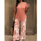 🌿Summer Cool Deal: 49% OFF!!🌿Women's V-Neck Blouse & Printed Wide-Leg Pants Set💃