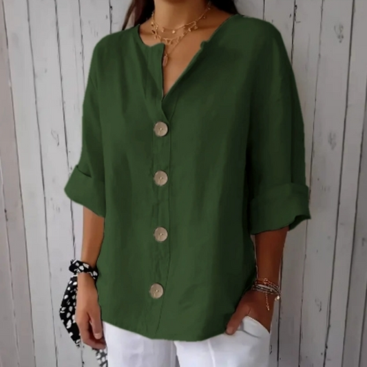 💖LAST DAY SALE ONLY ￡11.99!!💖Women's Loose Fit Button Up Blouse – Breathable, Soft, Flowy&Versatile