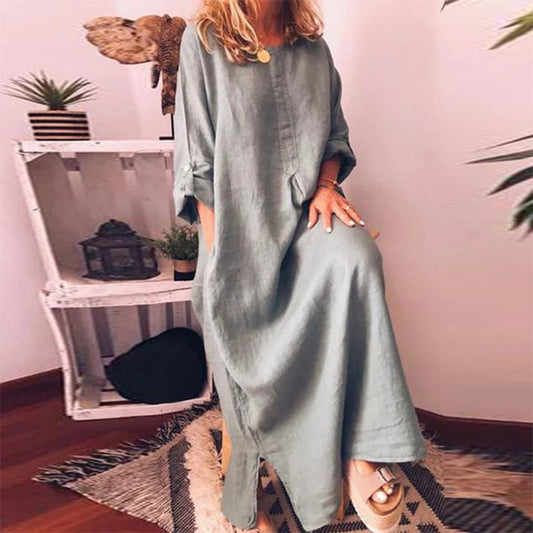 💥Limited Time Sale 50% OFF!!!💥Women's Casual Cotton Linen Loose Maxi Dress