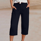 🏖️Summer Cool Deal: ONLY ￡11.99!!🌷Women's Solid-Color Pleated Cotton-Linen Cropped Pants