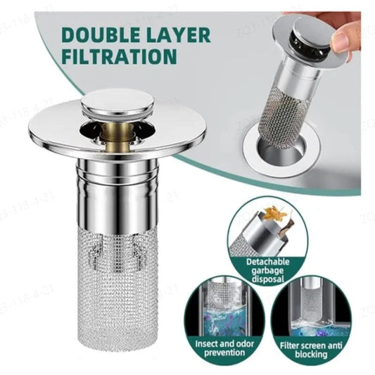 ⏳LAST DAY BUY 2 GET 1 FREE!!💕AQUASEAL™ Pop-Up Sink Strainer💧 Stainless Steel Hair Catcher • Removable & Easy-Clean • No More Clogs! ✂️
