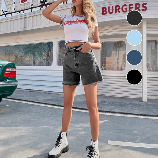 🏖️Summer Hot Sale：ONLY ￡15.99!!💥Women’s High-Waisted A-Line Denim Shorts – Relaxed Fit, Mid-Thigh Length with Pockets 👖☀️
