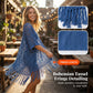 🌊SUMMER HOT SALE 50% OFF!✨ Women's Open-Front Knit Cover-Up with Tassel Fringe – Bohemian & Lightweight – Beach Essential 🌴