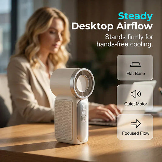 ❄️LAST DAY SALE ONLY ￡8.99!❄️Mini Handheld Fan with LED Display👍5-Speed Turbo Pocket size Fan✨USB Rechargeable, High-Speed Cooling for Travel & Makeup