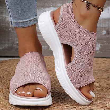 ⏳LAST DAY SPECIAL PRICE: ￡13.99!!💐 Women's Breathable Knit Platform Sandals👡 Air-permeable knit upper, cushioned sole & lightweight comfy summer footwear🇬🇧 ✨