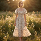 🌈2026 Summer Hot Sale 50% OFF!✨Square Neck Floral Midi Dress – Smocked Bodice, Flowy Tiered Skirt, Romantic🌸