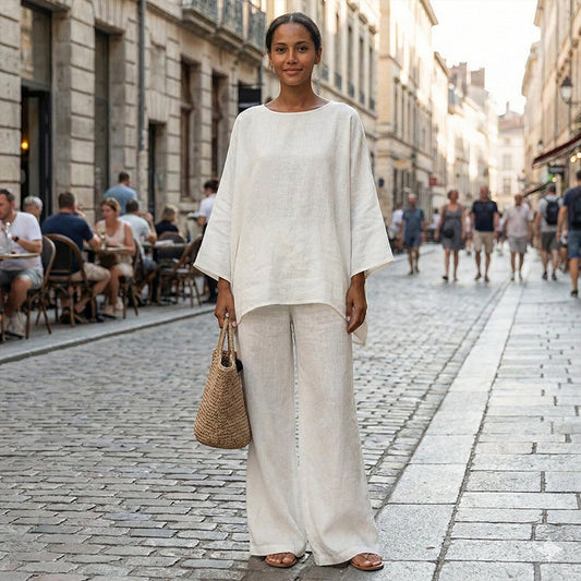 🏖️Limited Time Sale 50% OFF!🌞Women's Relaxed Co-ord Set – Loose-Fit Shirt & Wide-Leg Trousers 🌿☁️  Soft, Comfortable & Stylish • Perfect for Daily & Holiday Wear