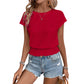 💕LAST DAY SALE ONLY ￡11.99!!💕Women's Crew Neck Subtle Cut-Out Summer Top 🌿☕