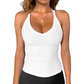 Danysu Women’s Cotton Racerback Cami – Fitted Vest Top with Soft Built-In Support 🌿  V-Neck • Sleeveless • Lightweight Summer Essential ☕