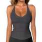 Danysu Women’s Cotton Racerback Cami – Fitted Vest Top with Soft Built-In Support 🌿  V-Neck • Sleeveless • Lightweight Summer Essential ☕