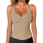 Danysu Women’s Cotton Racerback Cami – Fitted Vest Top with Soft Built-In Support 🌿  V-Neck • Sleeveless • Lightweight Summer Essential ☕