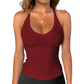 Danysu Women’s Cotton Racerback Cami – Fitted Vest Top with Soft Built-In Support 🌿  V-Neck • Sleeveless • Lightweight Summer Essential ☕